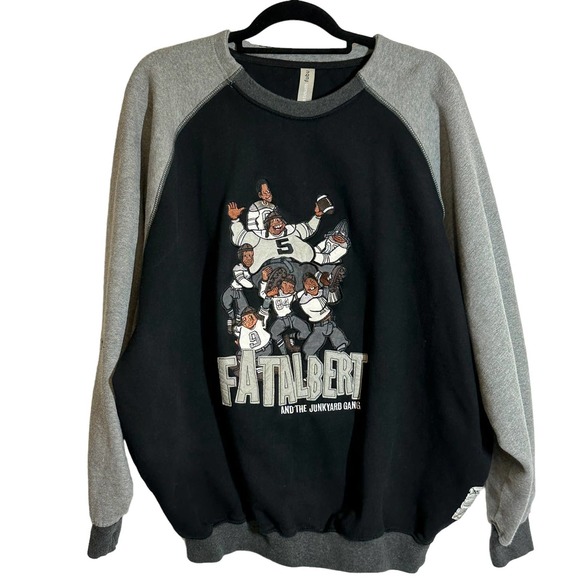 VTG Platinum Fubu Fat Albert & Junk Yard Gang Sweatshirt XL Color-Block 90's - Picture 1 of 13